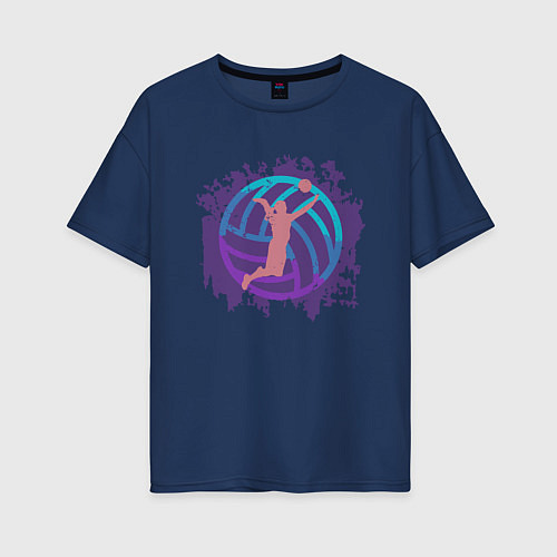 Женская футболка оверсайз Violet Volleyball / Тёмно-синий – фото 1