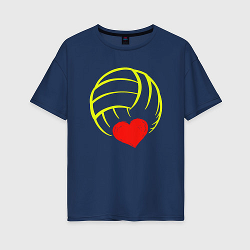 Женская футболка оверсайз Volleyball Heart / Тёмно-синий – фото 1