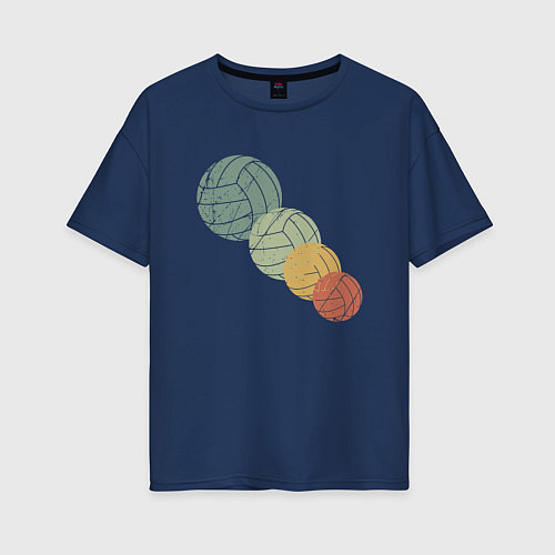 Женская футболка оверсайз Мячики / Тёмно-синий – фото 1