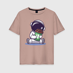 Женская футболка оверсайз Астронавт и кофе