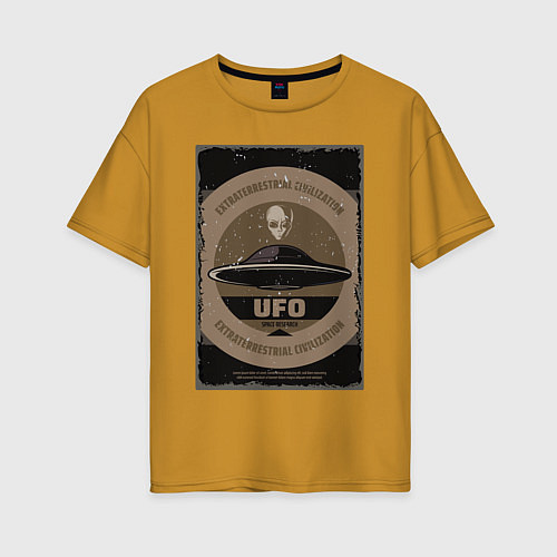 Женская футболка оверсайз UFO / Горчичный – фото 1