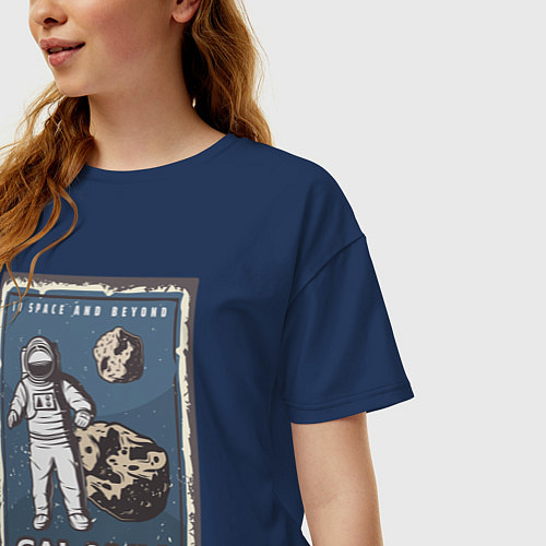 Женская футболка оверсайз Galaxy Research Art / Тёмно-синий – фото 3