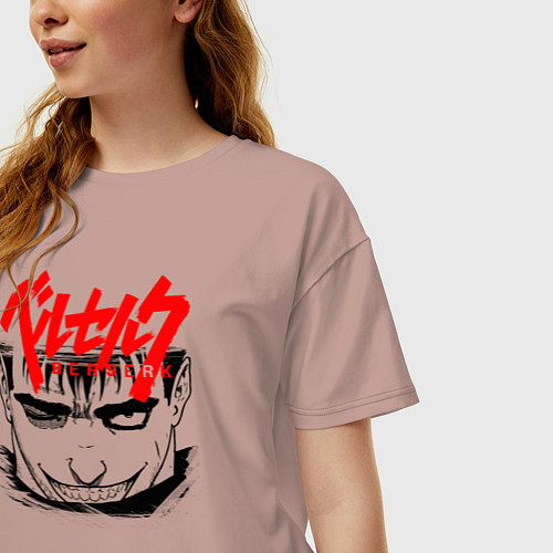 Женская футболка оверсайз BERSERK SMILE / Пыльно-розовый – фото 3