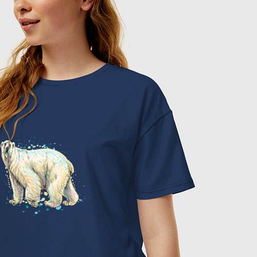 Женская футболка оверсайз Белый медведь / Тёмно-синий – фото 3