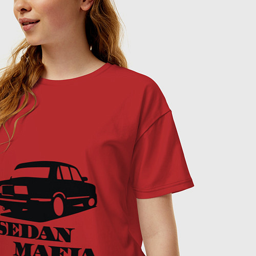 Женская футболка оверсайз SEDAN MAFIA / Красный – фото 3