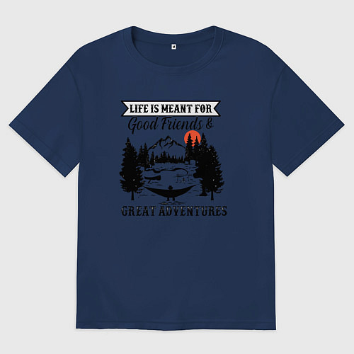 Женская футболка оверсайз Life Is Meant / Тёмно-синий – фото 1