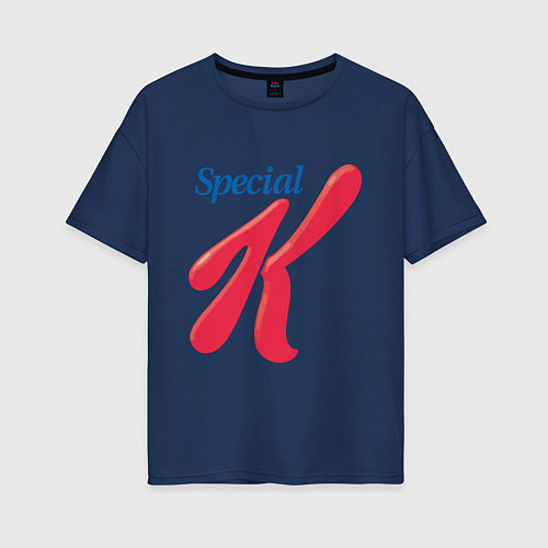 Женская футболка оверсайз Special k merch Essential / Тёмно-синий – фото 1