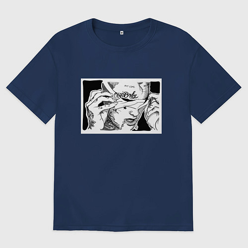 Женская футболка оверсайз Cry Baby / Тёмно-синий – фото 1