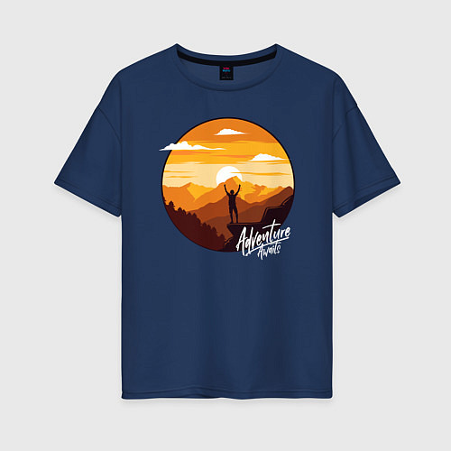 Женская футболка оверсайз Покоритель гор / Тёмно-синий – фото 1