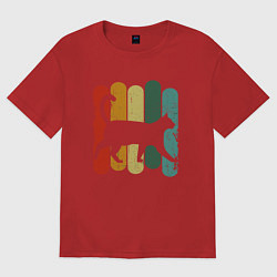 Футболка оверсайз женская Walking Cat, цвет: красный