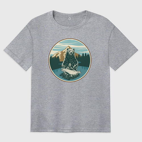 Женская футболка оверсайз Трое в реке / Меланж – фото 1