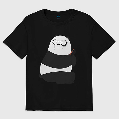 Женская футболка оверсайз Возмущенная панда / Черный – фото 1
