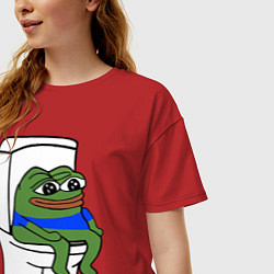 Футболка оверсайз женская Лягушонок пепе, цвет: красный — фото 2