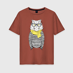 Женская футболка оверсайз Hipster Cat