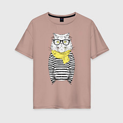 Женская футболка оверсайз Hipster Cat