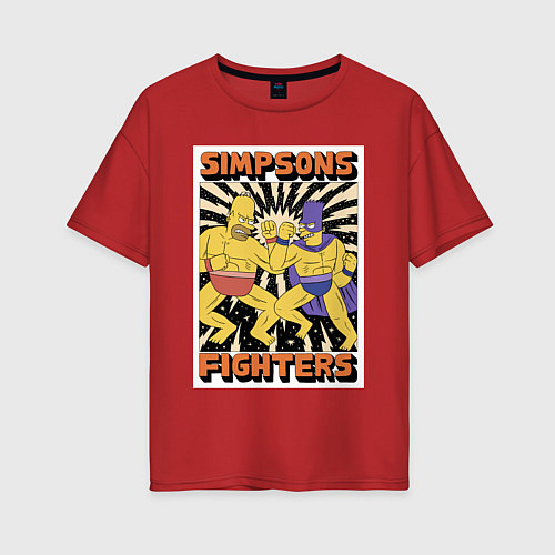 Женская футболка оверсайз Simpsons fighters / Красный – фото 1