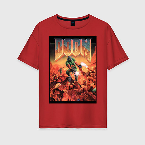 Женская футболка оверсайз DOOM игра / Красный – фото 1