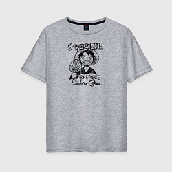 Женская футболка оверсайз Улыбка Луффи с веером One Piece