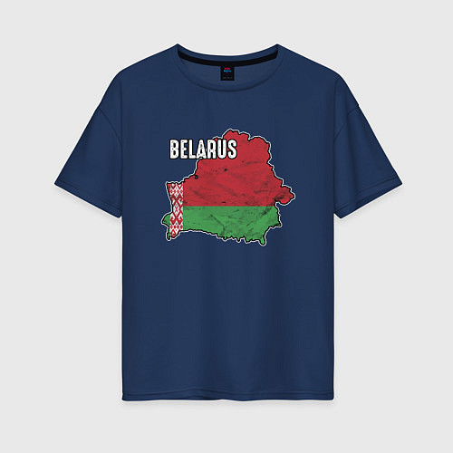 Женская футболка оверсайз Belarus Map / Тёмно-синий – фото 1