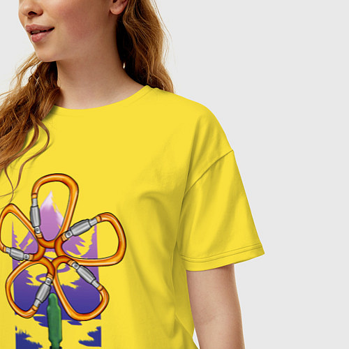 Женская футболка оверсайз Flower carabiners / Желтый – фото 3