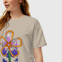 Футболка оверсайз женская Flower carabiners, цвет: миндальный — фото 2
