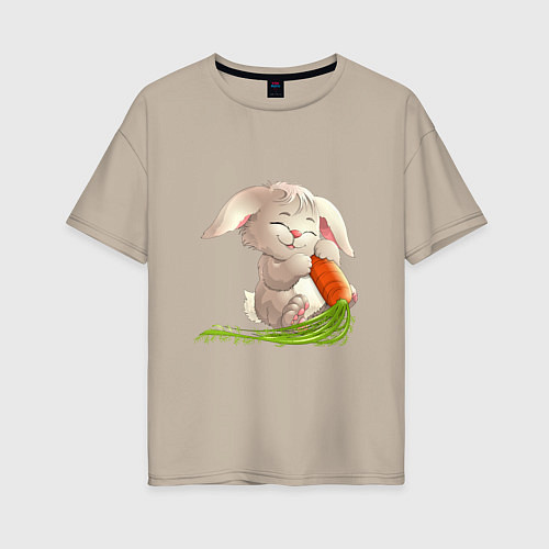 Женская футболка оверсайз Солнышко с морковкой / Миндальный – фото 1