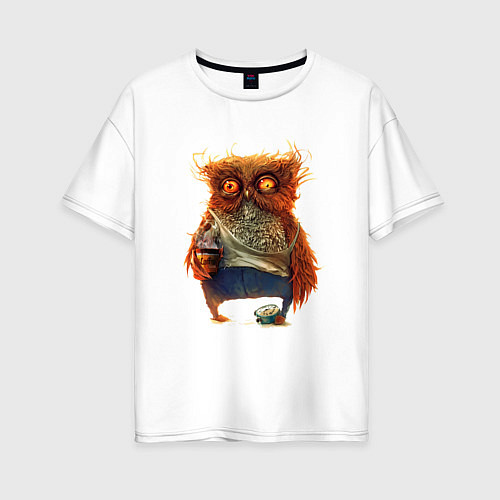 Женская футболка оверсайз Замученный уставший / Белый – фото 1