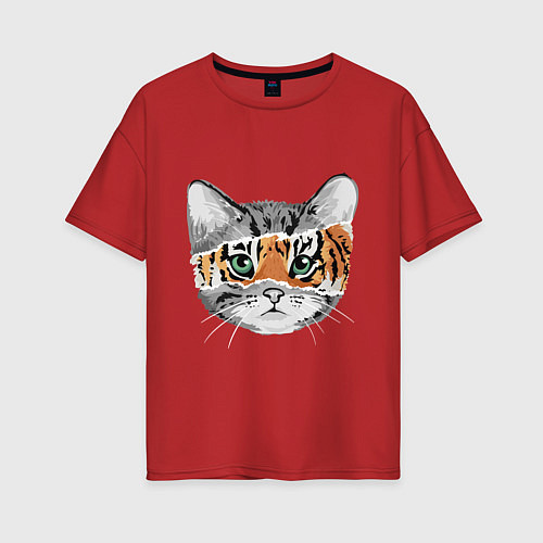 Женская футболка оверсайз Тигровый гот / Красный – фото 1