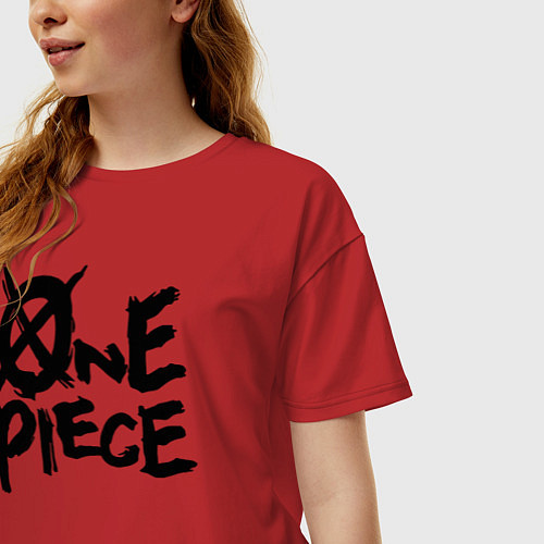 Женская футболка оверсайз One Piece Большой куш лого / Красный – фото 3