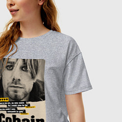 Футболка оверсайз женская Kurt Cobain paper cuts, цвет: меланж — фото 2