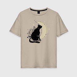 Женская футболка оверсайз Звездная кошка и Полумесяц