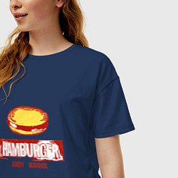 Футболка оверсайз женская Гамбургер Уорхола, цвет: тёмно-синий — фото 2