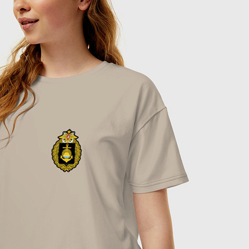 Женская футболка оверсайз Тихоокеанский флот ВМФ России / Миндальный – фото 3