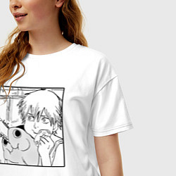 Футболка оверсайз женская Человек — бензопила, цвет: белый — фото 2