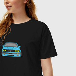 Футболка оверсайз женская Bmw e30 drift stance, цвет: черный — фото 2