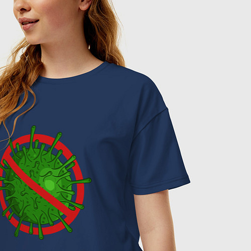 Женская футболка оверсайз Нет вирусам / Тёмно-синий – фото 3