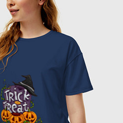 Футболка оверсайз женская Trick or treat, цвет: тёмно-синий — фото 2