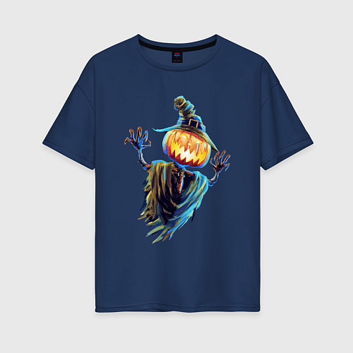 Женская футболка оверсайз Пугало / Тёмно-синий – фото 1