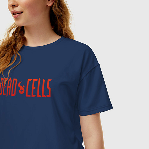 Женская футболка оверсайз Dead cells logo text / Тёмно-синий – фото 3
