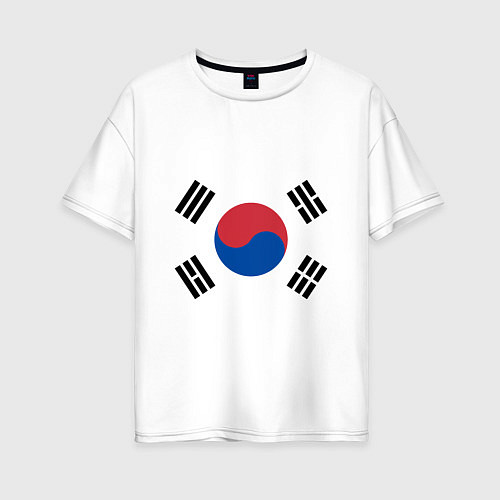 Женская футболка оверсайз Корея Корейский флаг / Белый – фото 1