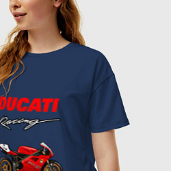 Футболка оверсайз женская DUCATI ДУКАТИ MOTOSPORT, цвет: тёмно-синий — фото 2