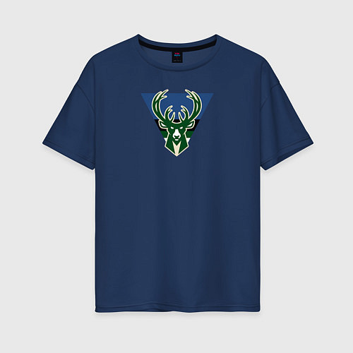 Женская футболка оверсайз Milwaukee Bucks лого / Тёмно-синий – фото 1