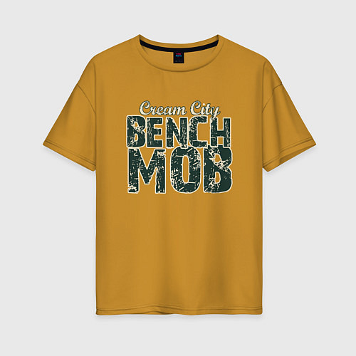 Женская футболка оверсайз Milwaukee Bench Mob / Горчичный – фото 1