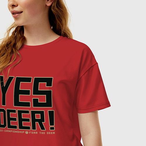Женская футболка оверсайз Yes Deer! / Красный – фото 3