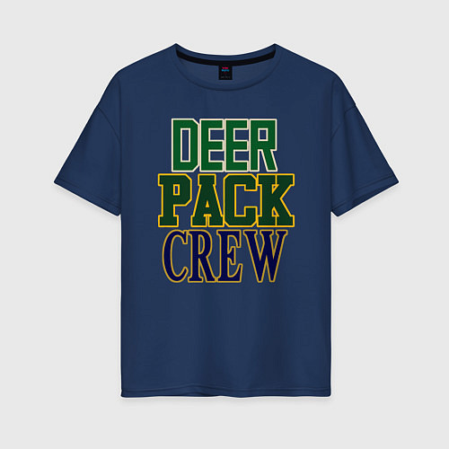 Женская футболка оверсайз Deer Pack Crew / Тёмно-синий – фото 1