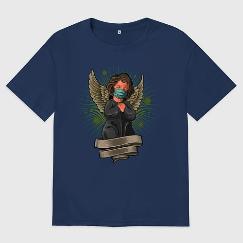 Женская футболка оверсайз Мой ангелок / Тёмно-синий – фото 1