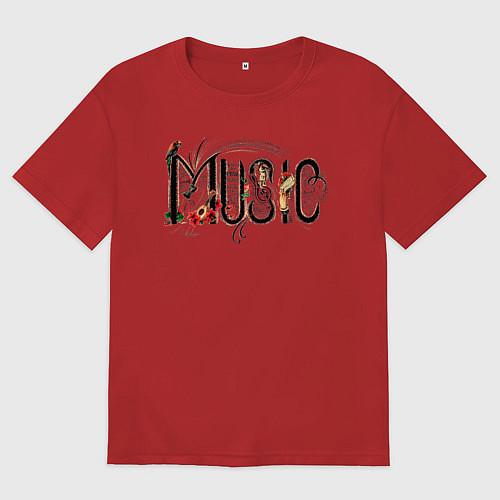 Женская футболка оверсайз Моя любимая музыка / Красный – фото 1