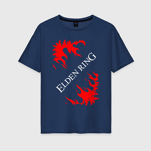 Женская футболка оверсайз Элден Ринг - Пламя / Тёмно-синий – фото 1