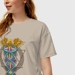 Футболка оверсайз женская Кадуцей, цвет: миндальный — фото 2