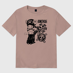 Футболка оверсайз женская Тони Тони Чоппер и Трафальгар Ло One Piece, цвет: пыльно-розовый